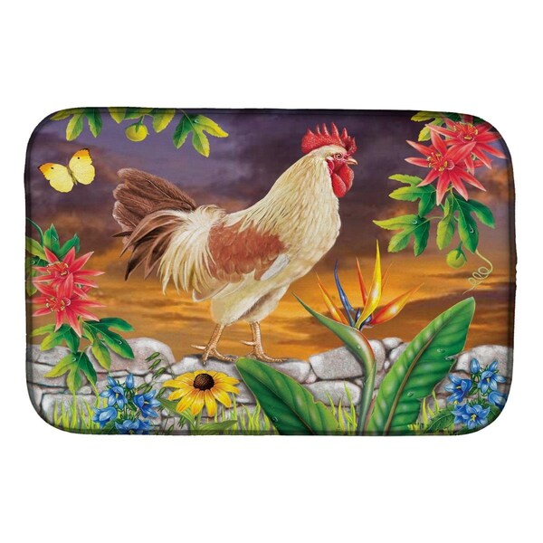 Carolines Treasures Carolines Treasures PRS4025DDM 14 x 21 in. White Rooster Dish Drying Mat PRS4025DDM - main